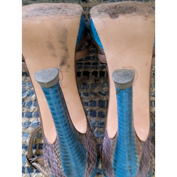 House of Harlow 1960 Blue and Brown Heeled Sandals - Picture 11 of 12